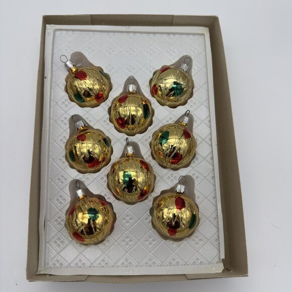 8 Vtg Commodore Christmas Classics Hand Decorated Glass Ornaments Romania Mini - Picture 4 of 9